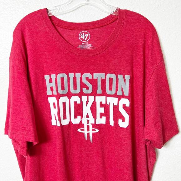 HOUSTON ROCKETS MEN RED SHORT SLEEVE COTTON POLYESTER SHIRT SIZE XXL T-SHIRT - Picture 4 of 4